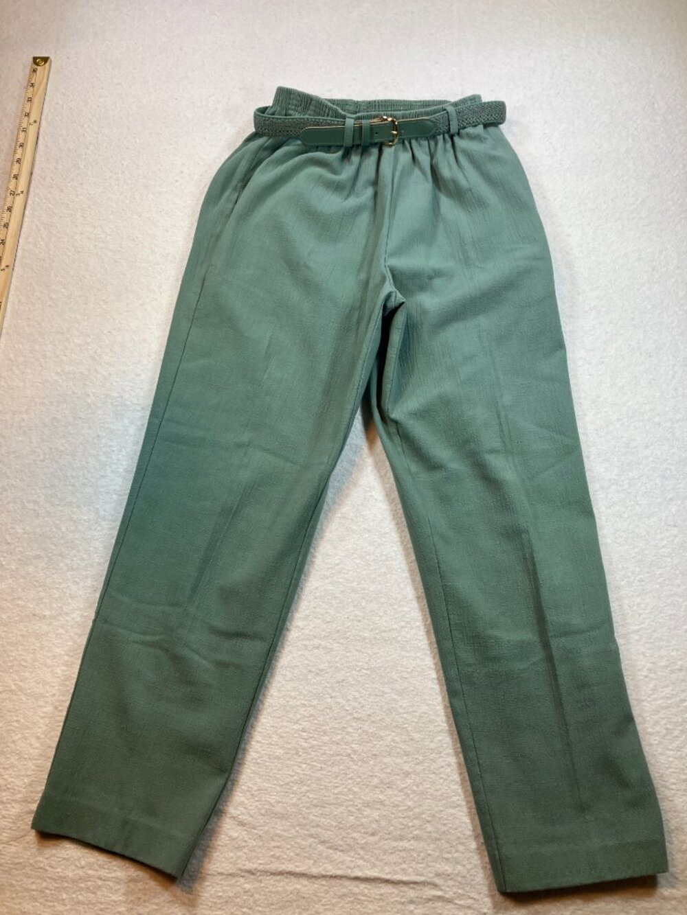 Alfred Dunner Womens Sage Green Elastic Waist Belted Pants Size 8 - Picture 4 of 5